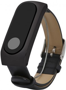 Кожаный ремешок для Xiaomi Mi Band 2 Black Лицензия